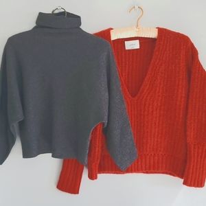 Two Aritzia sweaters: grey Babaton & orange Wilfred, XS